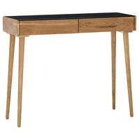 KONSOLENTISCH Eiche furniert Schwarz, Eichefarben  - Eichefarben/Schwarz, Natur, Glas/Holz (100/35/80cm)