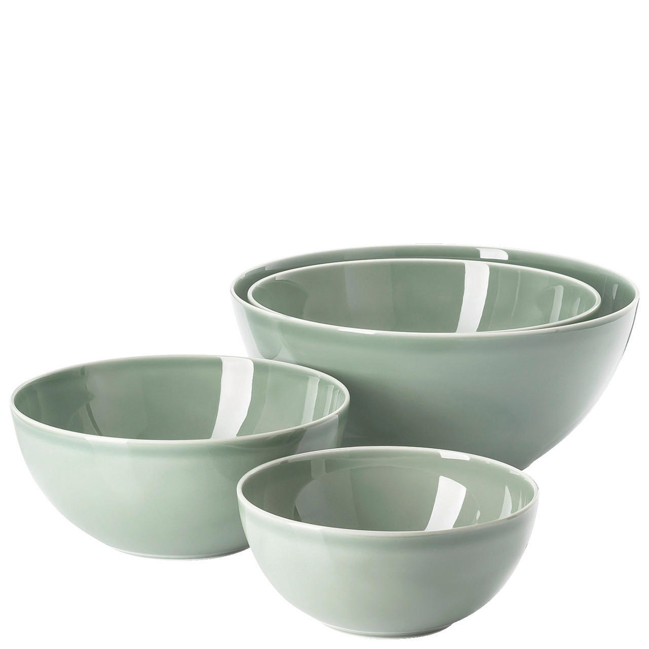 Thumbnail - Thomas Schüsselset Daily Moss, Salbeigrün, Keramik, 4-teilig, rund, 29.4x28.2x37.4 cm, DIN EN ISO 14001, DIN EN ISO 9001...