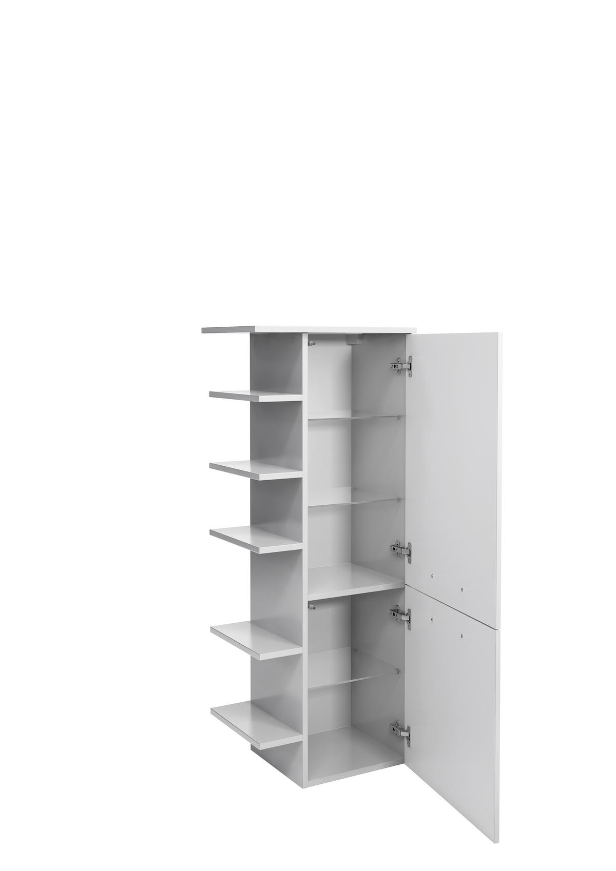 MIDISCHRANK 50/123/33 cm  - Weiss Hochglanz/Chromfarben, Design, Glas/Holzwerkstoff (50/123/33cm) - Xora