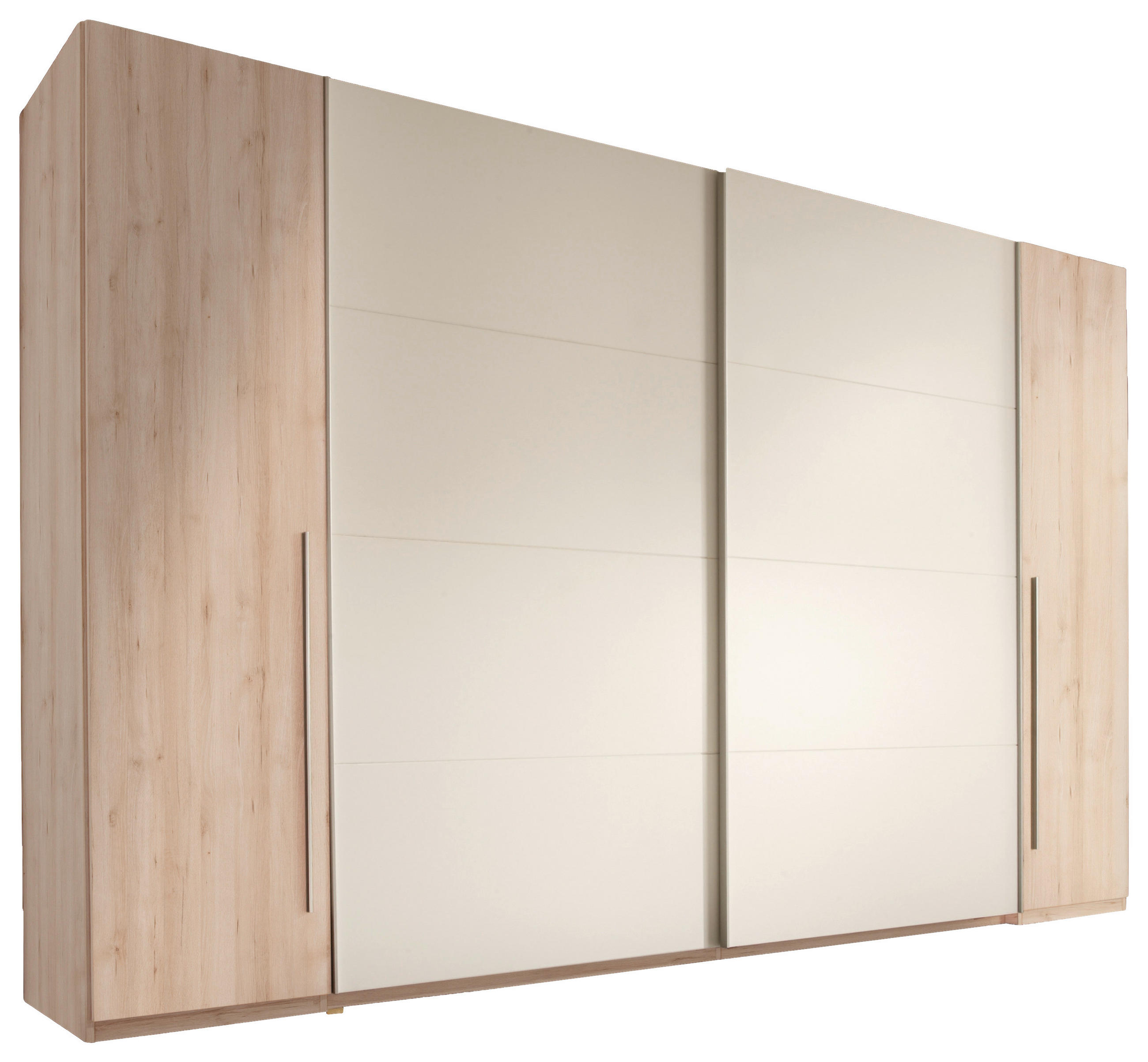 OMARA Z DRSNIMI VRATI, bela, barve bukve - bela/barve aluminija, Design (315/225/61cm) - Carryhome