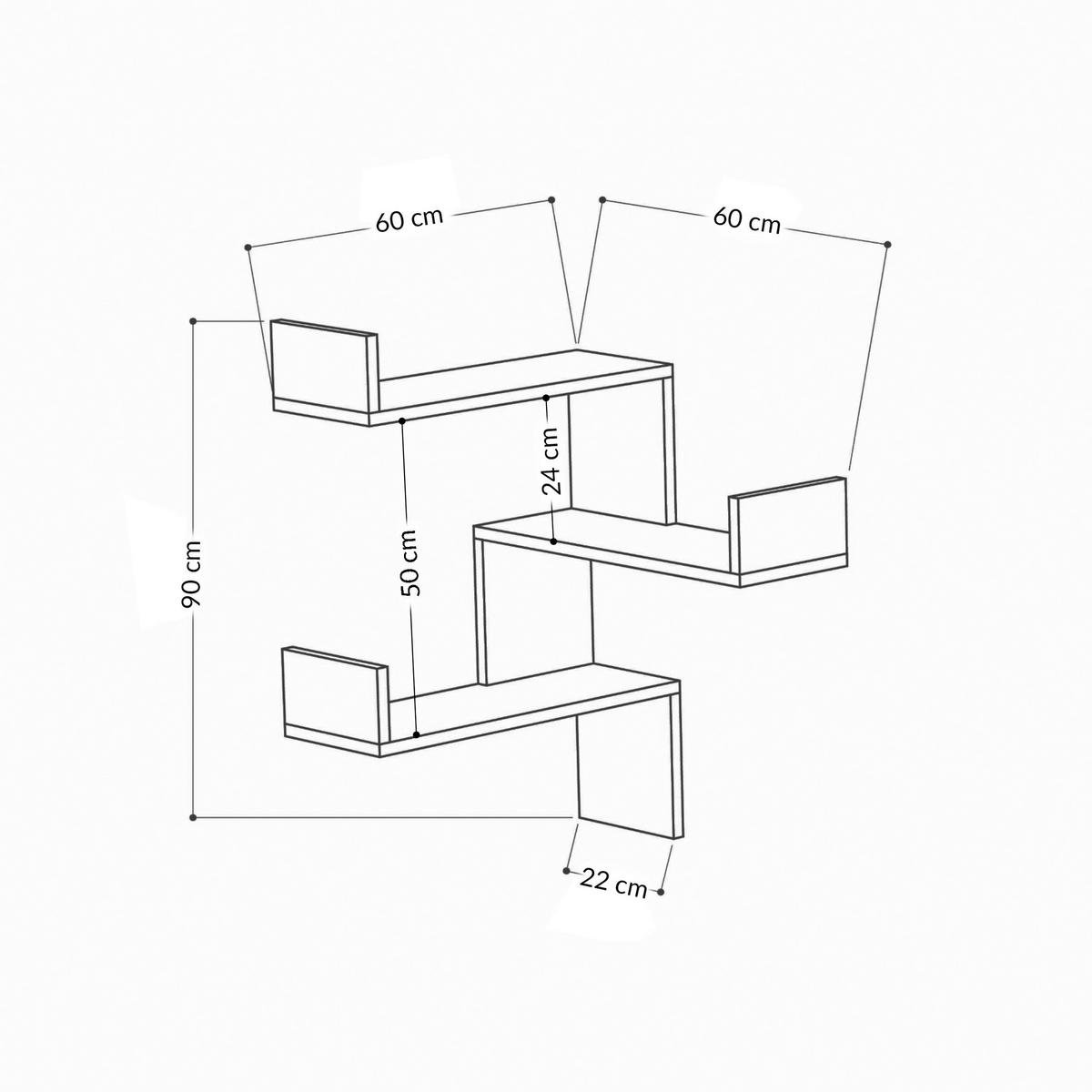 WANDREGAL 60/90/22 cm  - Eichefarben, Design, Holzwerkstoff (60/90/22cm) - Livetastic