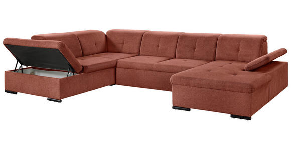 WOHNLANDSCHAFT  in Chenille Rostfarben  - Rostfarben/Grau, KONVENTIONELL, Kunststoff/Textil (188/340/240cm) - Carryhome