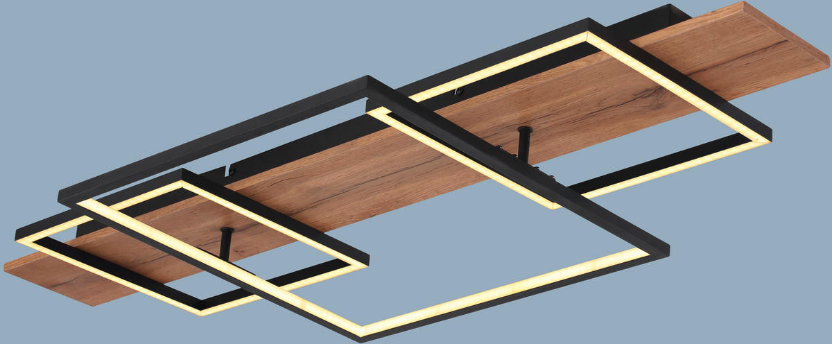 LED-DECKENLEUCHTE 95/40/10 cm   - Opal/Schwarz, Basics, Holzwerkstoff/Kunststoff (95/40/10cm) - Novel