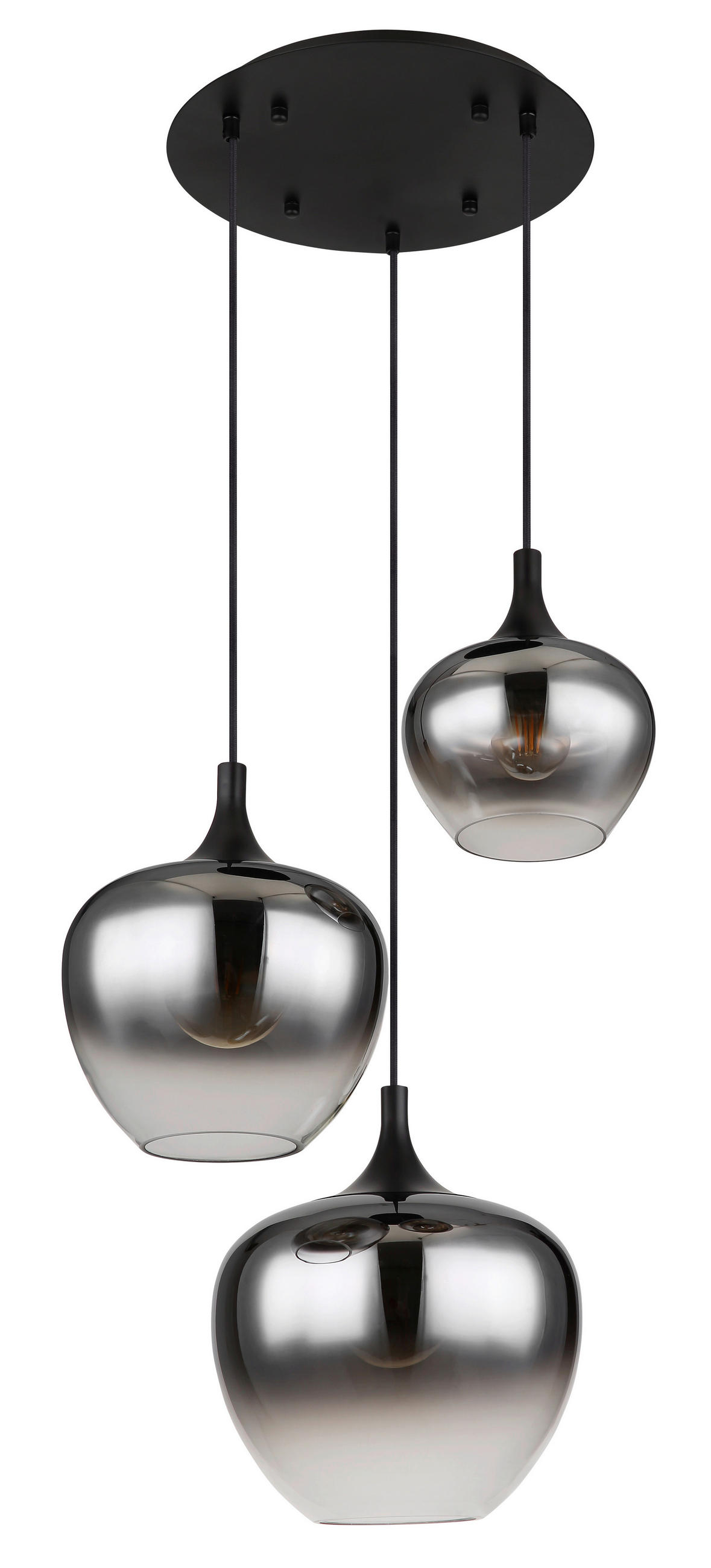 HÄNGELEUCHTE 48/120 cm    - Schwarz, Design, Glas/Metall (48/120cm) - Globo