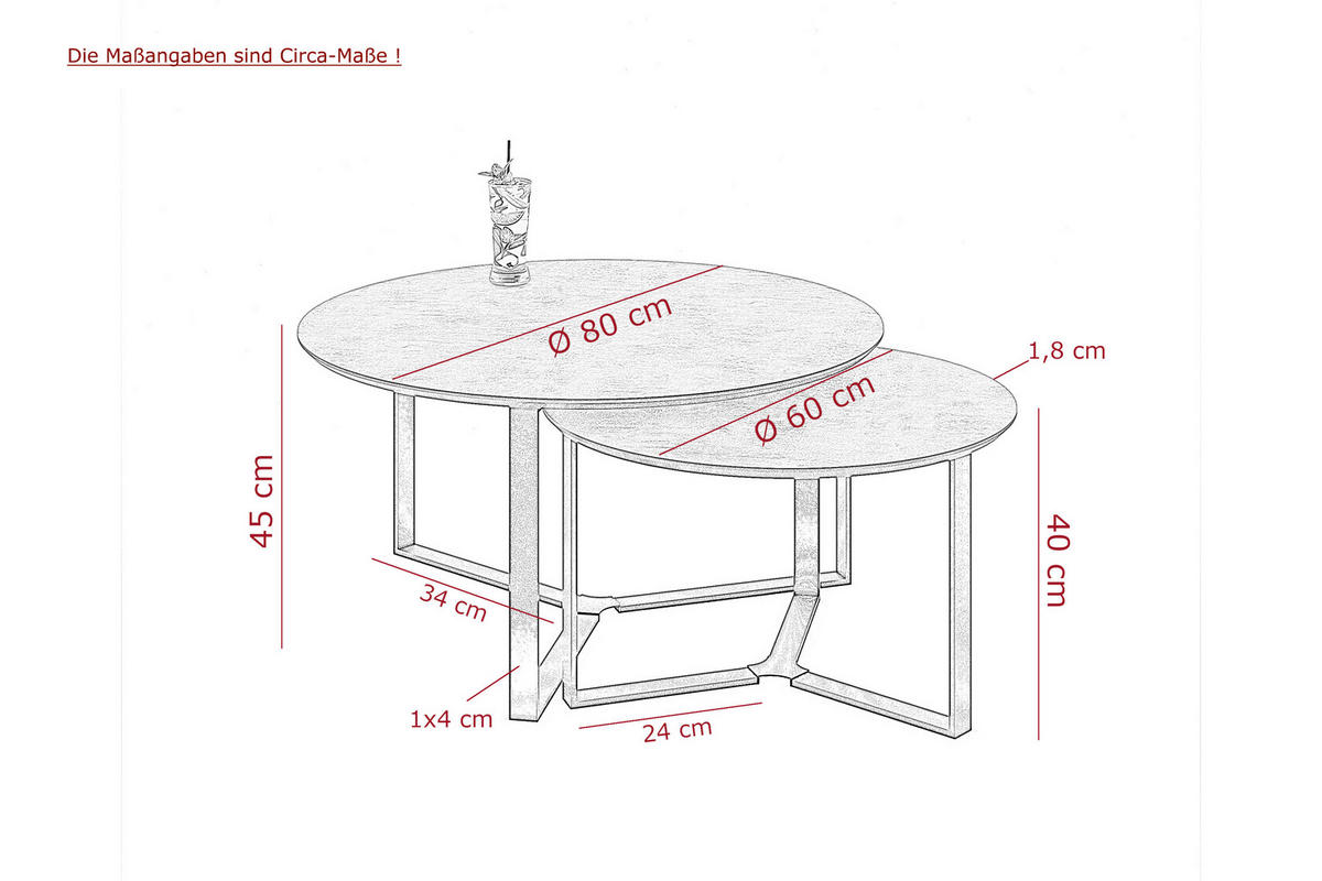 COUCHTISCH 80/80/45 cm rund Dunkelgrau  - Dunkelgrau/Schwarz, Design, Holzwerkstoff/Metall (80/80/45cm) - Livetastic