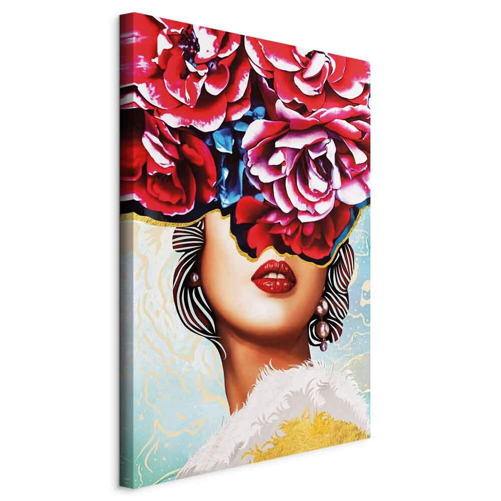 LEINWANDBILD Abstraktes, Menschen, Blumen, Frauen 40/60/1.2 cm  - Rosa/Hellblau, Basics, Holzwerkstoff/Textil (40/60/1.2cm) - artgeist