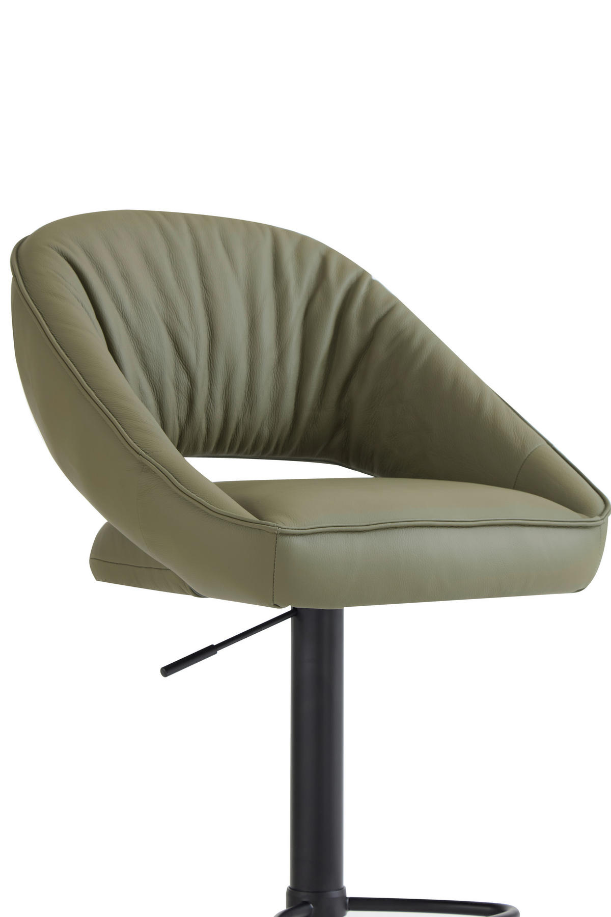 BARHOCKER Echtleder Grün, Schwarz Eisen Sitzfläche 360° drehbar, automatische Rückholfunktion  - Schwarz/Grün, Design, Leder/Metall (56/96-120/59cm) - Dieter Knoll