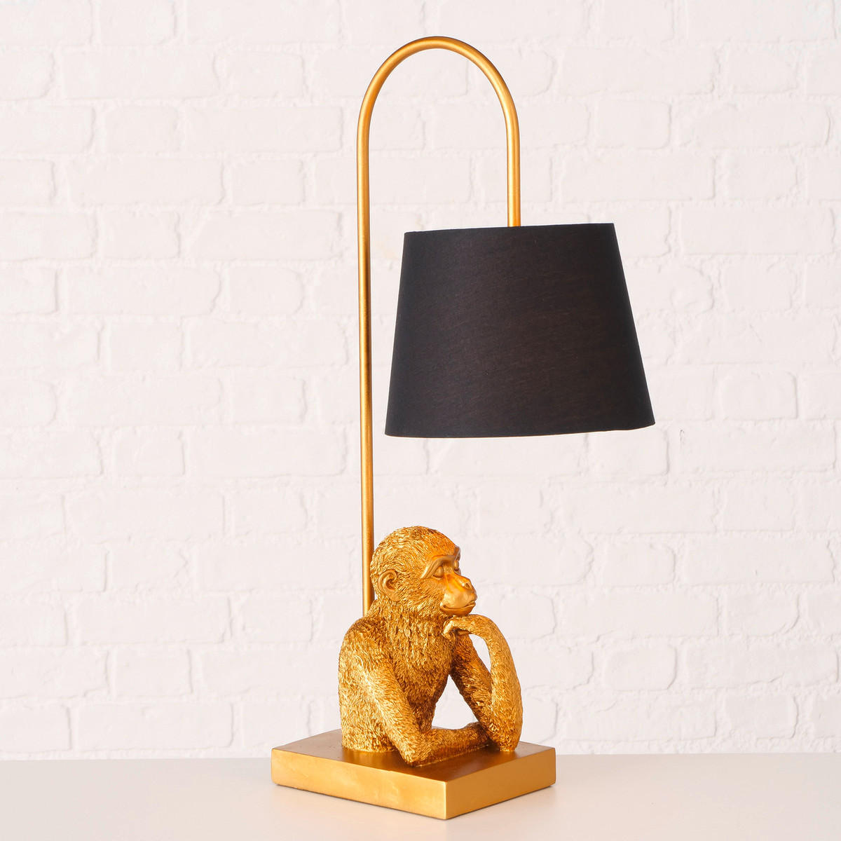SVJETILJKA STOLNA  - zlatne boje/crna, Trend, tekstil/plastika (30/19/58cm)