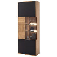 VITRINSKÅP i faner, massiv rustik ek antracit, ek Bianco  - ek Bianco/svart, Design, metall/trämaterial (79/207/37cm) - MID.YOU