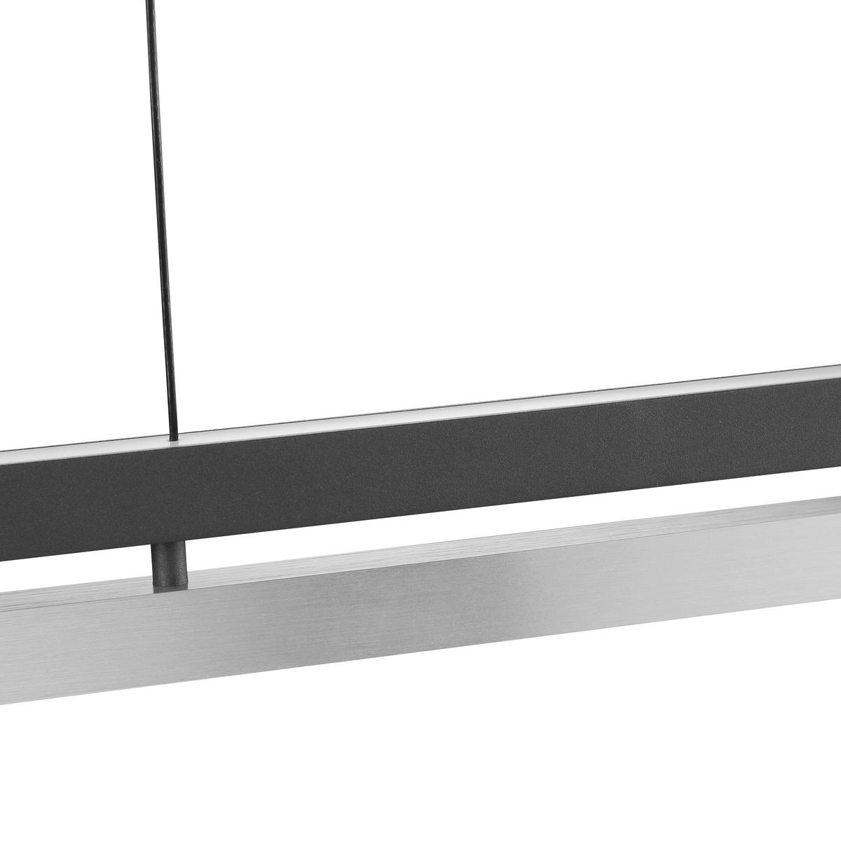 LED-HÄNGELEUCHTE PULSE 122,2/180/6,6 cm  - Schwarz/Alufarben, Design, Metall (122,2/180/6,6cm)