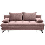 SCHLAFSOFA Italia  mit Samt Altrosa  - Schwarz/Altrosa, Design, Textil/Metall (205/79-96/85cm) - Novel