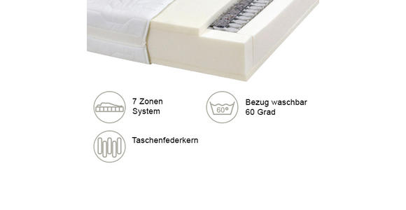 TASCHENFEDERKERNMATRATZE 90/200 cm  - Weiß, Basics, Textil (90/200cm) - Sleeptex