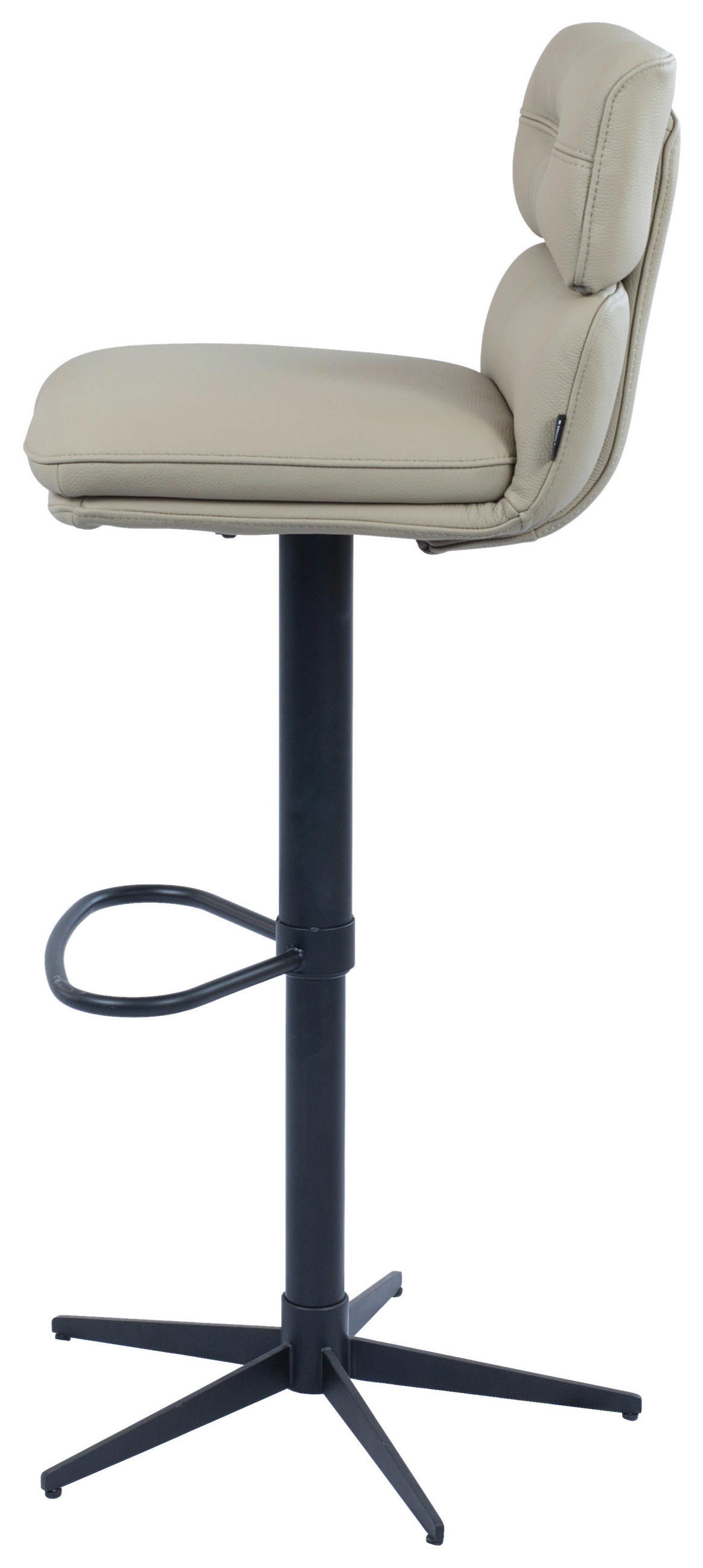 BARHOCKER Echtleder Schwarz, Taupe Eisen Lederauswahl, Stoffauswahl, Wippfunktion, Sitzfläche 360° drehbar  - Taupe/Schwarz, Design, Leder/Metall (42/99-117/50cm) - Dieter Knoll