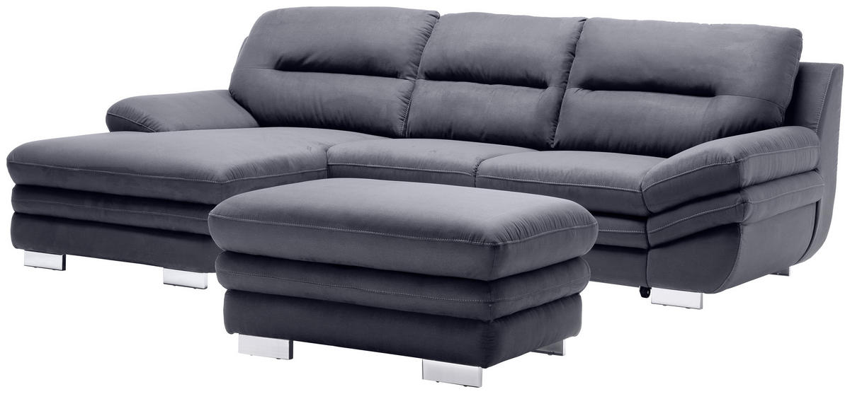 ECKSOFA Anthrazit Mikrofaser  - Chromfarben/Anthrazit, Design, Textil (166/270cm) - Stylife