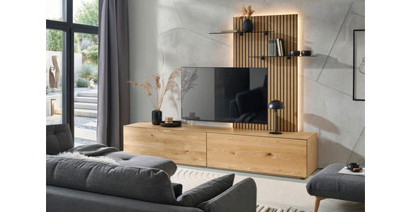 WOHNWAND 2-teilig  in Eichefarben  242/160/50 cm  - Eichefarben, Design, Glas/Holz (242/160/50cm) - Dieter Knoll