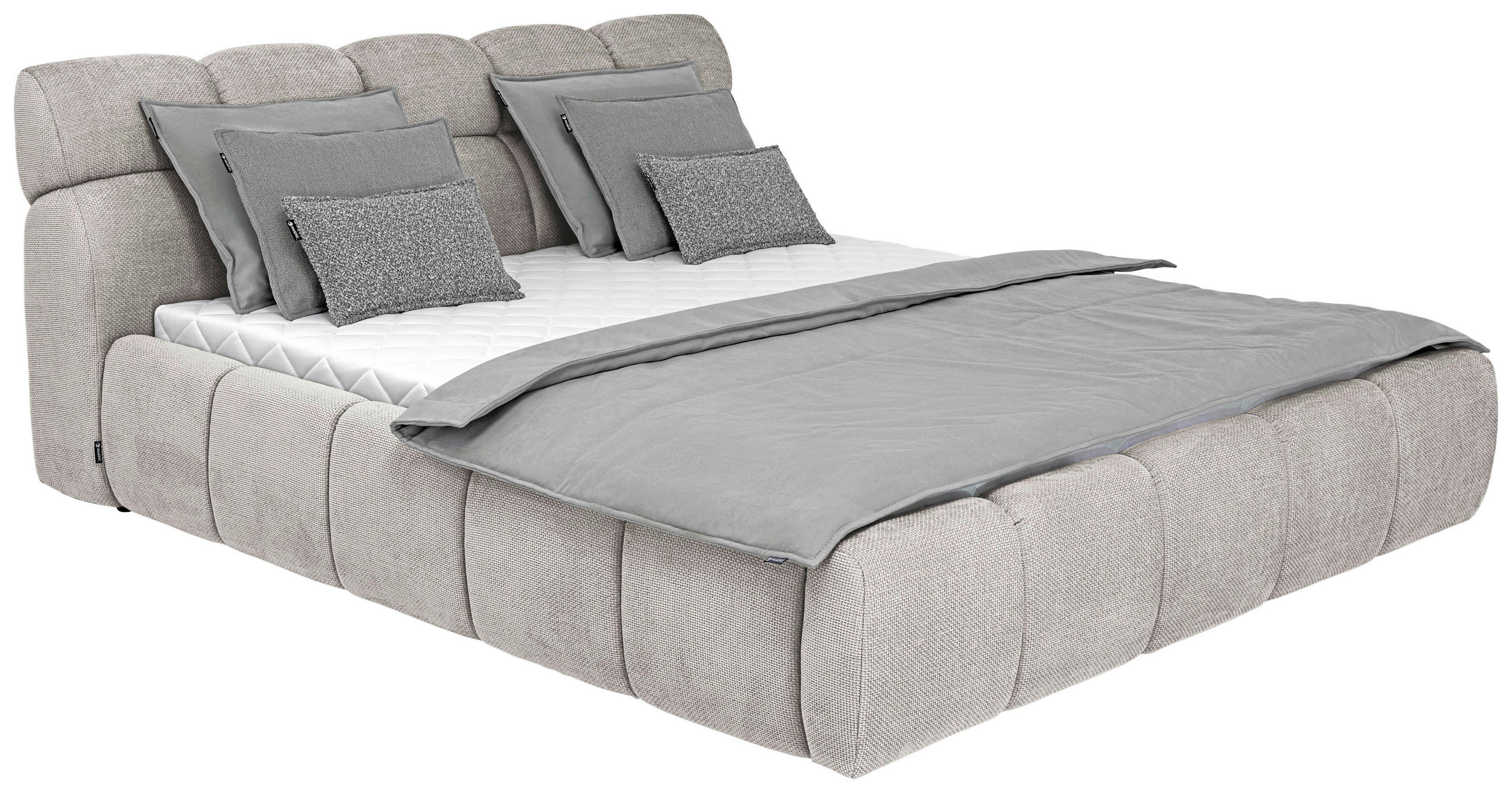 POLSTERBETT inkl. Bettkasten Lattenrost, Bettkasten Beige 180/200 cm  - Beige/Schwarz, Design, Holz/Kunststoff (180/200cm) - Esposa