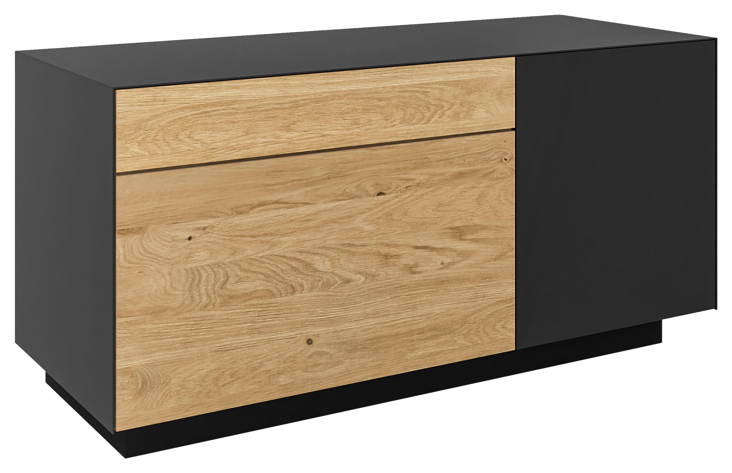 GARDEROBENBANK Wildeiche massiv Anthrazit, Wildeiche  - Wildeiche/Anthrazit, Natur, Holz/Metall (91/45/36cm) - Dieter Knoll