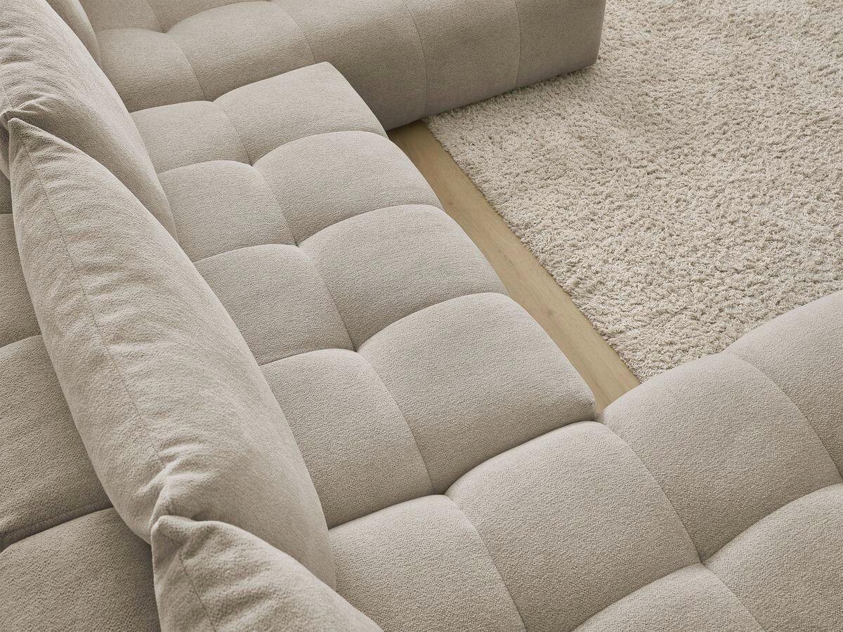 ECKSCHLAFSOFA EVEREST  mit Rücken echt, Armteil links, Armteil rechts Flachgewebe Taupe  - Taupe/Schwarz, MODERN, Kunststoff/Textil (423/212/90cm)