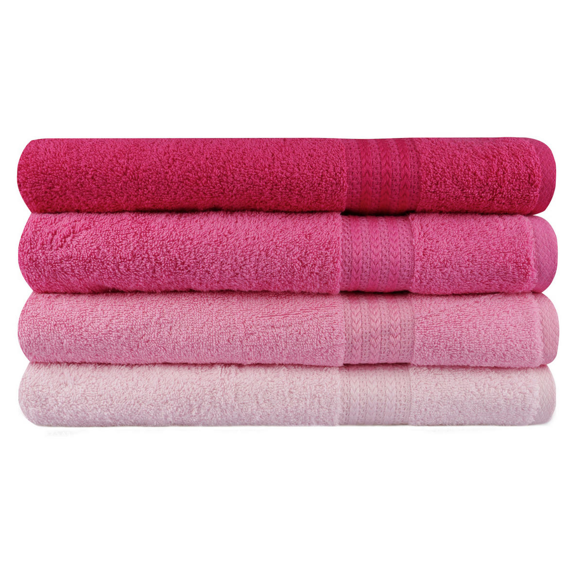 DUSCHTUCHSET Rosa, Pink, Hellrosa, Dunkelrosa 4-teilig  - Pink/Hellrosa, Basics, Textil (70/140cm)