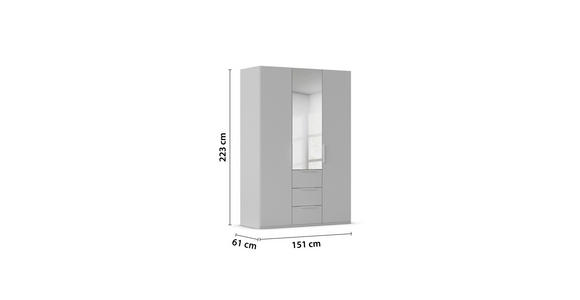DREHTÜRENSCHRANK 151/223/61 cm,  in Graphitfarben, 3-türig  - Graphitfarben, Basics, Glas/Holzwerkstoff (151/223/61cm) - Novel