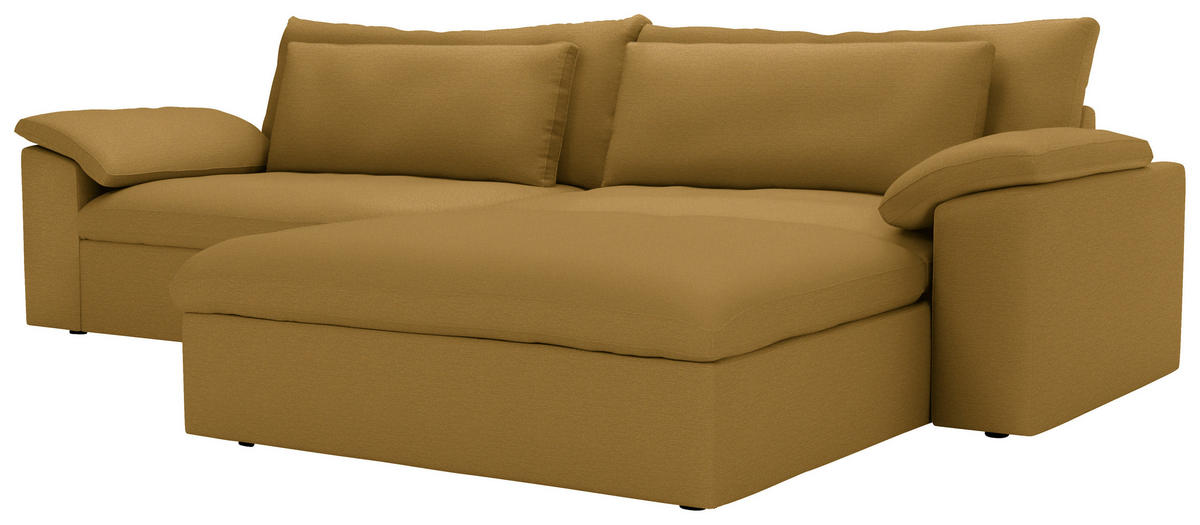 ECKSOFA  Webstoff Currygelb  - Currygelb/Schwarz, Modern, Kunststoff/Textil (306/198cm) - Carryhome