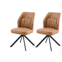 STUHL-SET 2 Stück  in Stahl Lederlook  - Cognac/Schwarz, MODERN, Textil/Metall (51/92/65cm) - MID.YOU