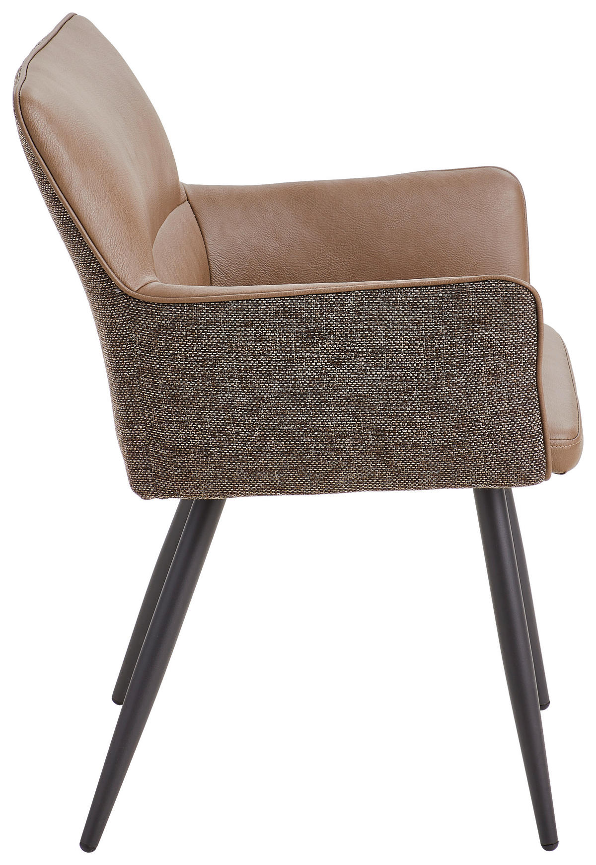 ARMLEHNSTUHL  in Eisen Lederlook, Webstoff  - Schwarz/Braun, MODERN, Holz/Textil (56/88/60cm) - Livetastic