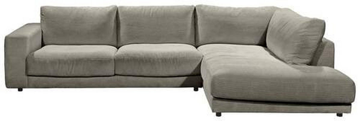 ECKSOFA in Cord Graubraun  - Graubraun/Schwarz, Design, Kunststoff/Textil (325/224cm) - Hom`in