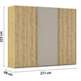 SCHWEBETÜRENSCHRANK 270/223/68 cm 3-türig Eichefarben, Fango  - Fango/Eichefarben, Design, Glas/Holz (270/223/68cm) - Novel