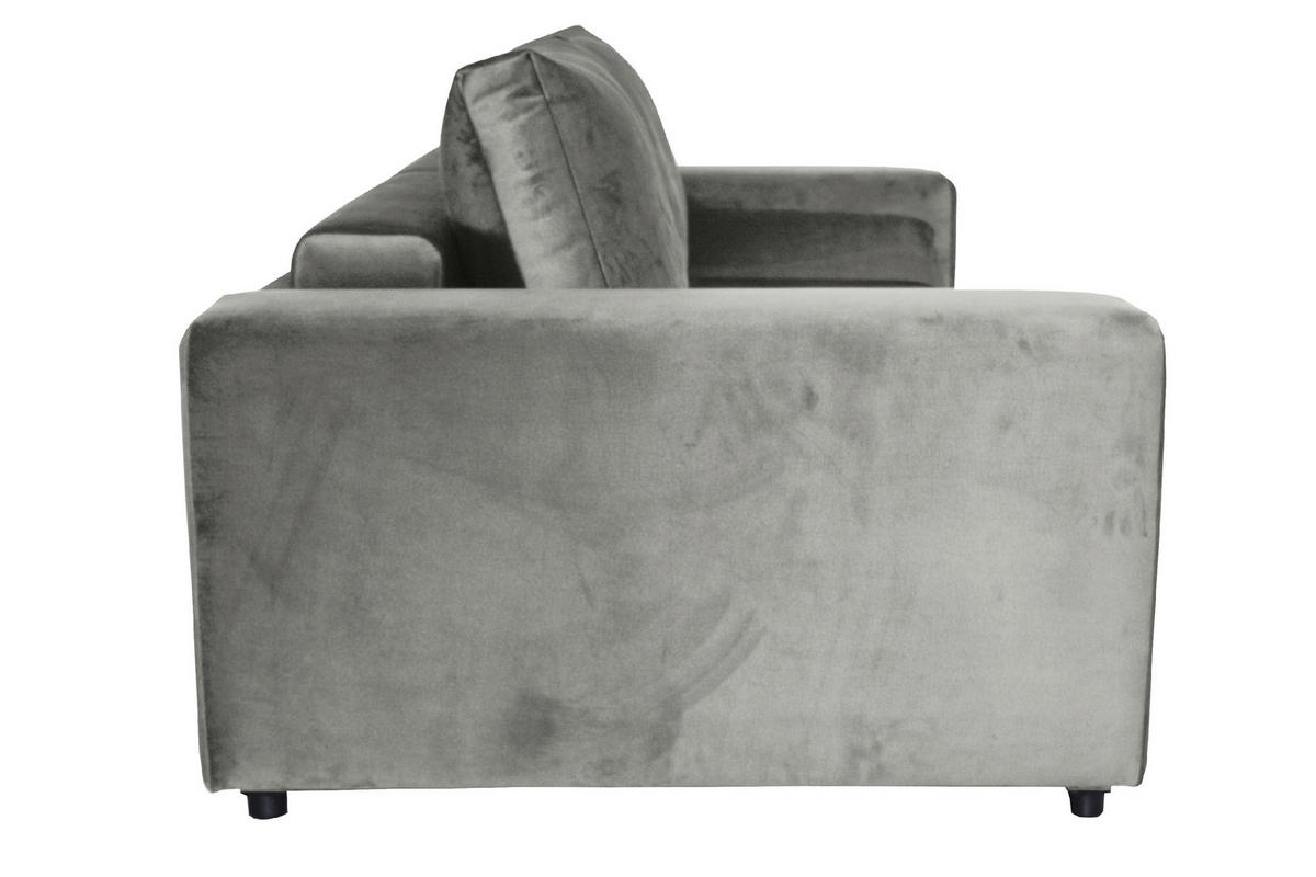 BIGSOFA in Velours Grau  - Schwarz/Grau, Design, Kunststoff/Textil (256/88/120cm) - home24