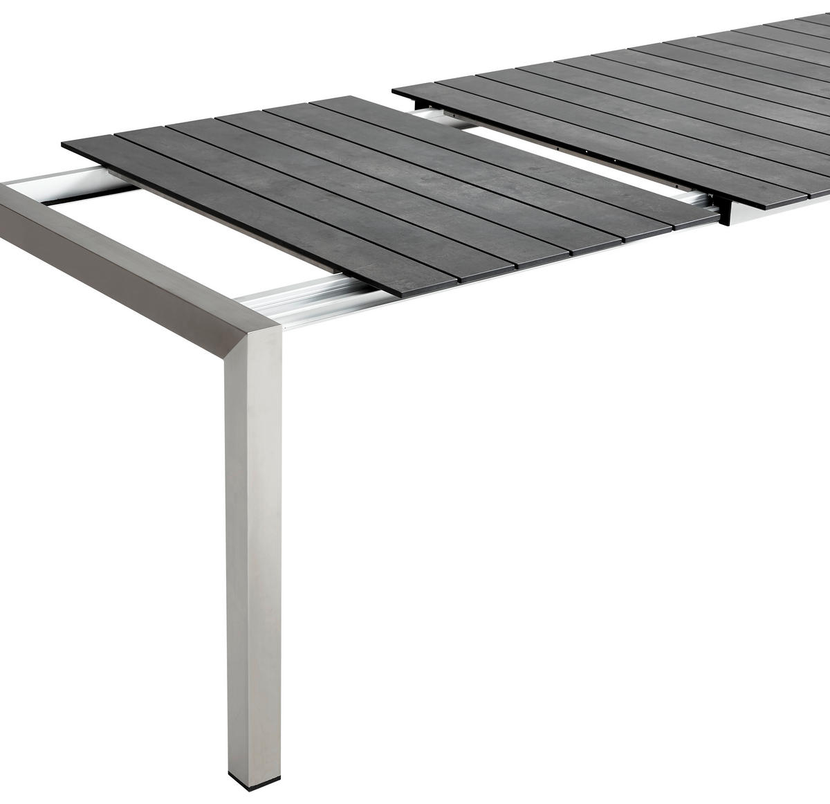 GARTENTISCH 180-248/100/74 cm Metall, Kunststoff rechteckig  - Edelstahlfarben/Dunkelgrau, KONVENTIONELL, Kunststoff/Metall (180-248/100/74cm) - Amatio