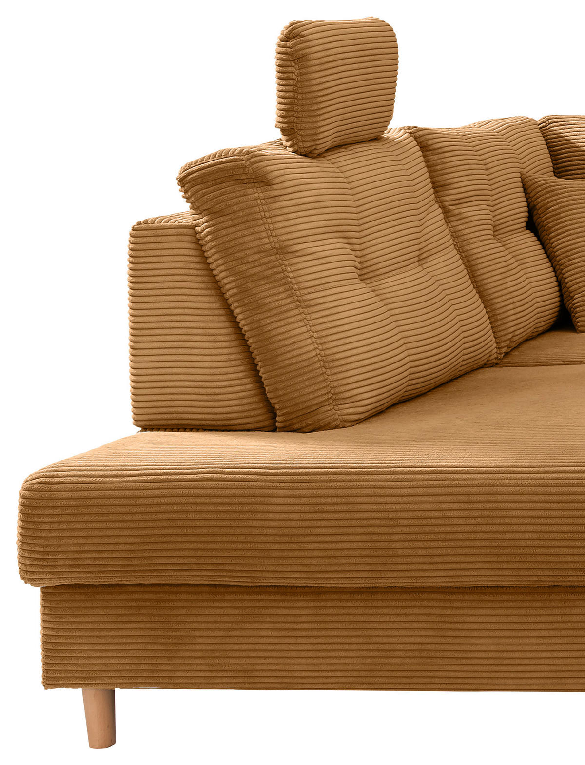 WOHNLANDSCHAFT in Cord Goldfarben  - Goldfarben/Naturfarben, Modern, Holz/Textil (206/338-352/176cm) - Livetastic