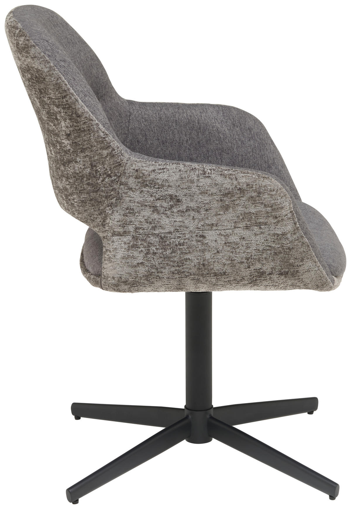 ARMLEHNSTUHL  in Eisen Chenille, Leinenoptik  - Schwarz/Grau, KONVENTIONELL, Textil/Metall (61/85/63cm) - MID.YOU