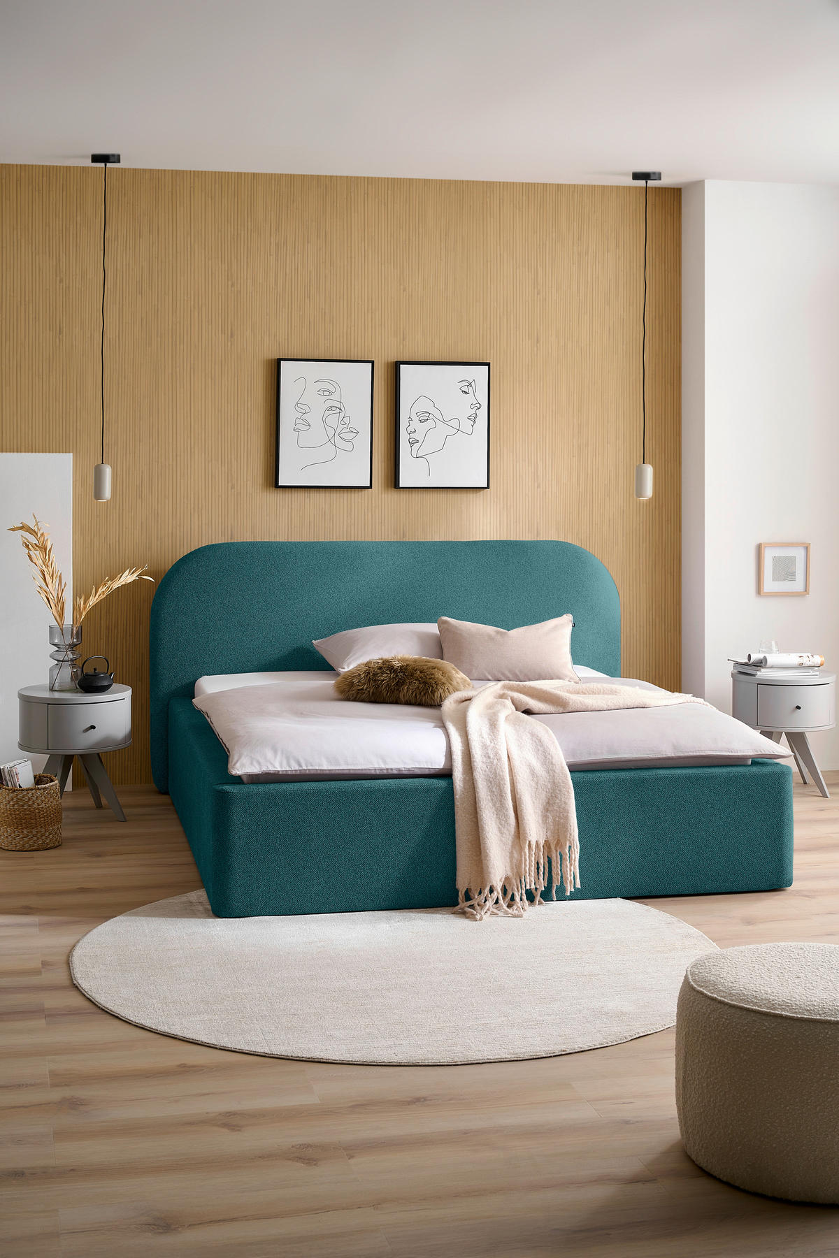 POLSTERBETT 160/200 cm  in Petrol  - Petrol/Schwarz, Design, Holz/Textil (160/200cm) - Boxxx