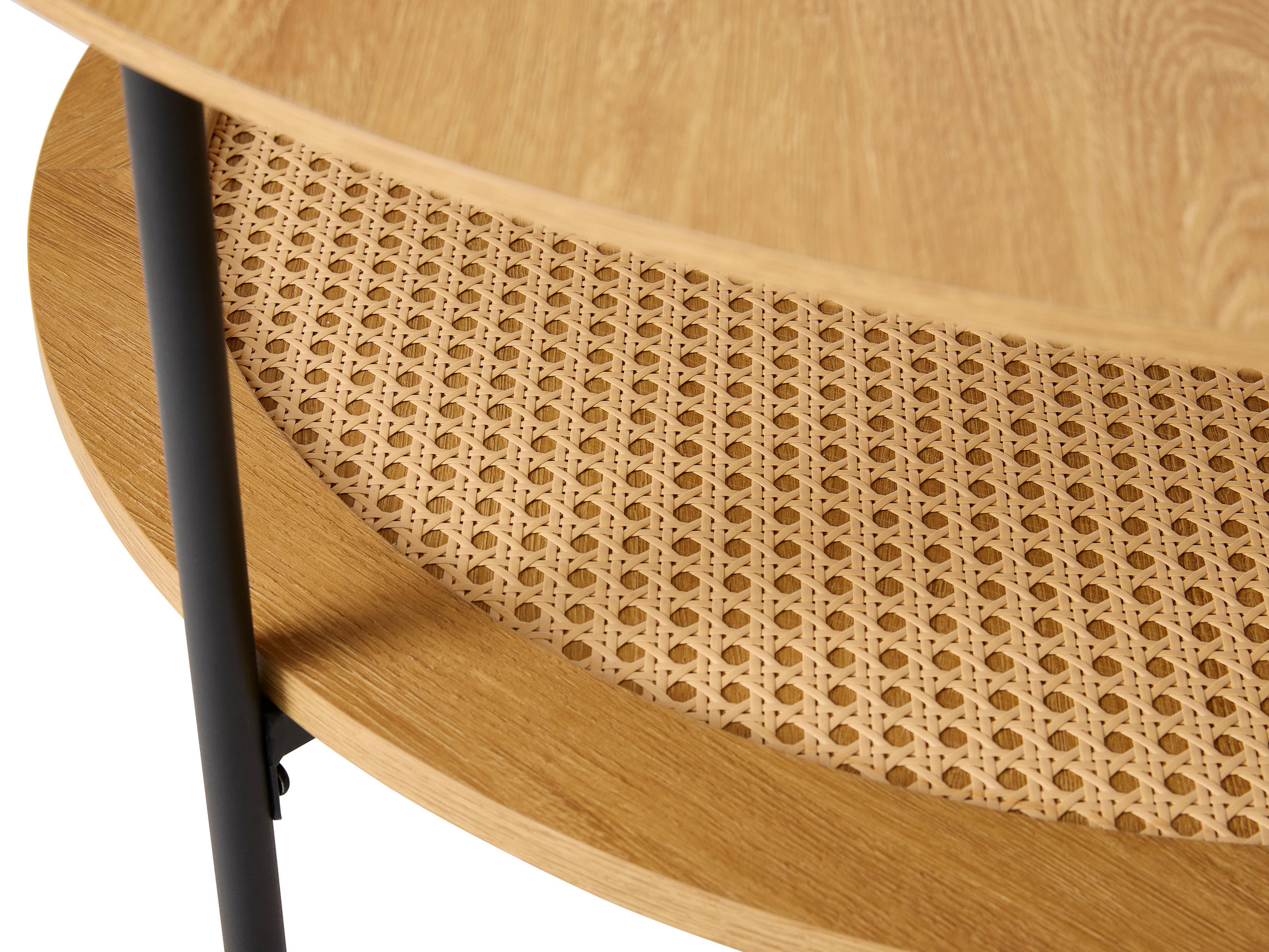 COUCHTISCH 80/80/40 cm rund Eichefarben  - Eichefarben/Schwarz, Basics, Holzwerkstoff/Metall (80/80/40cm) - Boxxx