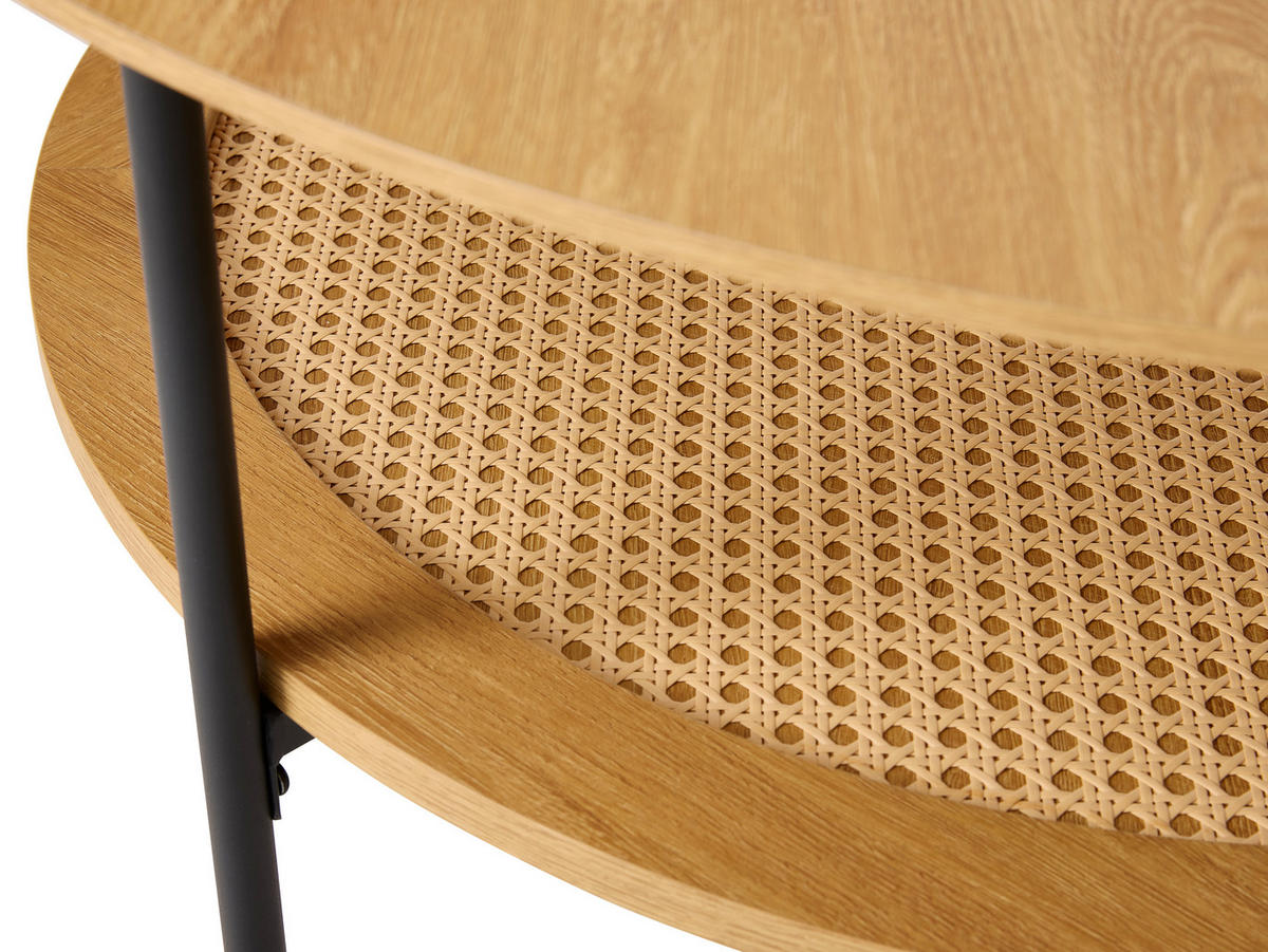COUCHTISCH 80/80/40 cm rund Eichefarben  - Eichefarben/Schwarz, Basics, Holzwerkstoff/Metall (80/80/40cm) - Boxxx