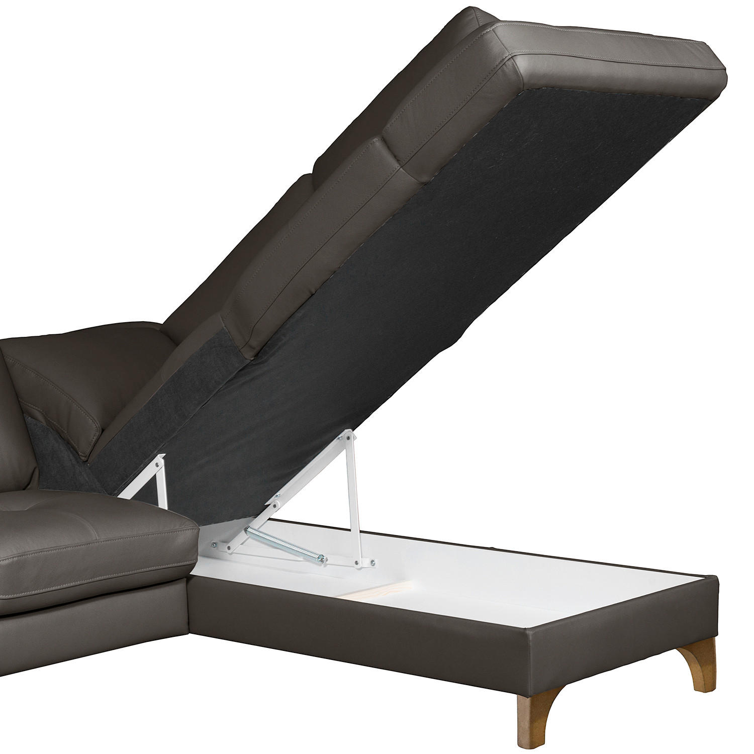 Thumbnail - Livetastic Ecksofa, Dunkelbraun, Textil, Leder, Echtleder, Rindleder, Buche, 4-Sitzer, Ottomane rechts, L-Form, 234x190 ...