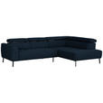 ECKSOFA in Chenille Dunkelblau  280/205 cm  - Schwarz/Dunkelblau, Design, Textil/Metall (280/205cm) - Xora