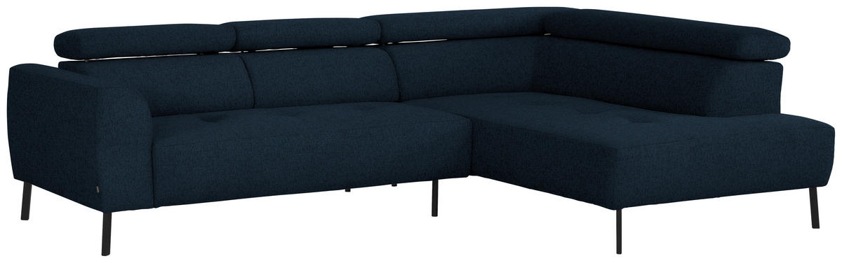 ECKSOFA in Chenille Dunkelblau  280/205 cm  - Schwarz/Dunkelblau, Design, Textil/Metall (280/205cm) - Xora