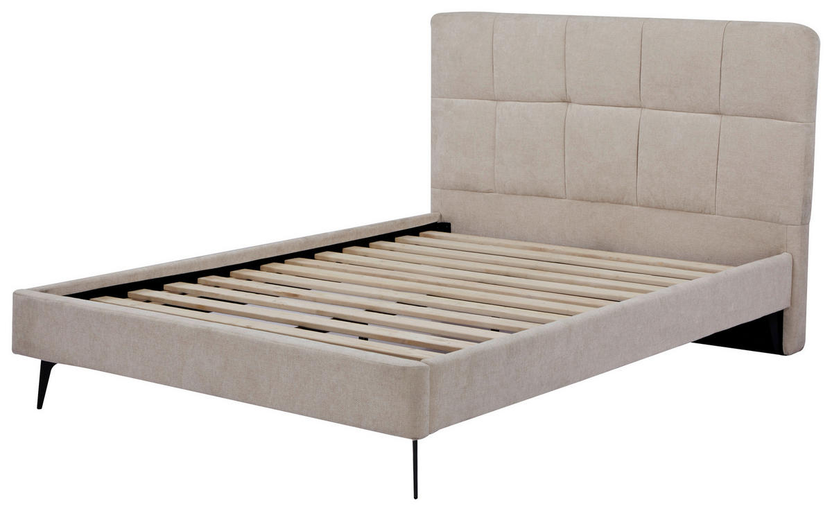 POLSTERBETT Lattenrost 140/200 cm  in Beige  - Beige/Schwarz, Design, Holz/Textil (140/200cm) - Boxxx