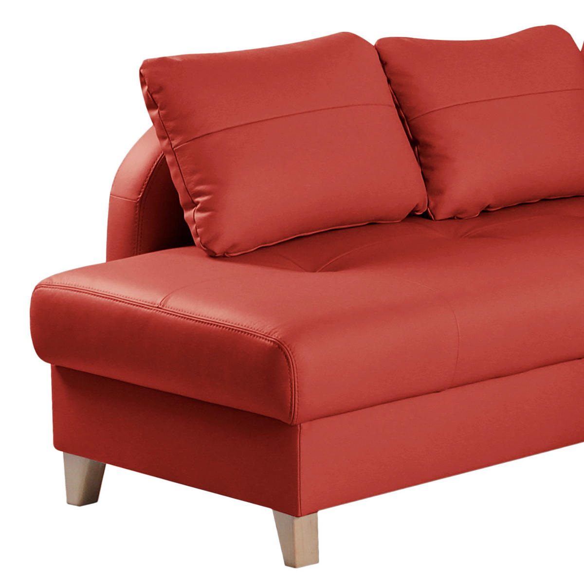ECKSOFA Rot Echtleder Lederlook  - Buchefarben/Rot, Design, Leder/Holz (227/168cm) - Livetastic