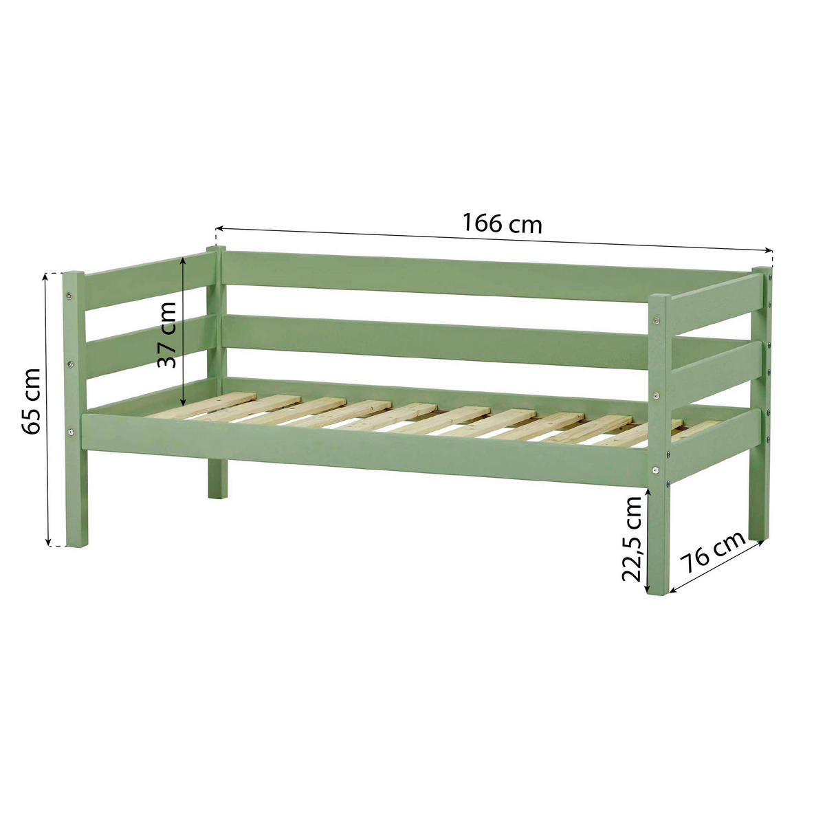 KINDER-/JUNIORBETT 70/160 cm  in Grün  - Kieferfarben/Grün, MODERN, Holz (70/160cm) - MID.YOU