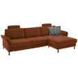 ECKSOFA  in Chenille, Flachgewebe Rostfarben  316/175 cm  - Rostfarben/Schwarz, Design, Textil/Metall (316/175cm) - Dieter Knoll