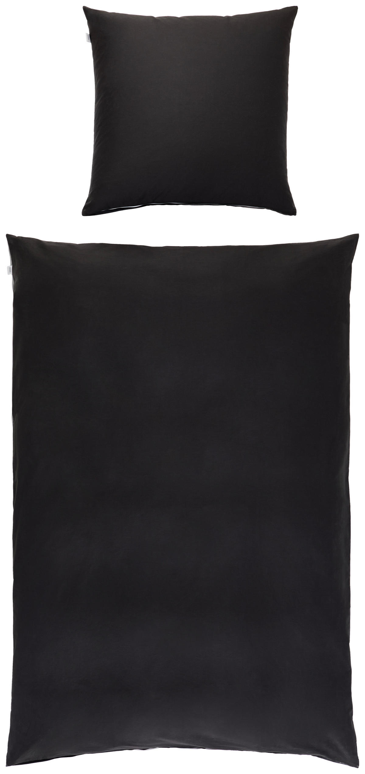 OBOJSTRANNÁ POSTEĽNÁ BIELIZEŇ, satén, antracitová, sivá, čierna, svetlosivá, tmavosivá, 155/220 cm - čierna/sivá, Design, textil (155/220cm) - Schöner Wohnen