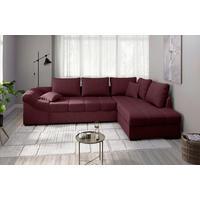 ECKSCHLAFSOFA in Bordeaux Textil   - Bordeaux/Schwarz, Modern, Holz/Textil (298/202cm) - MID.YOU