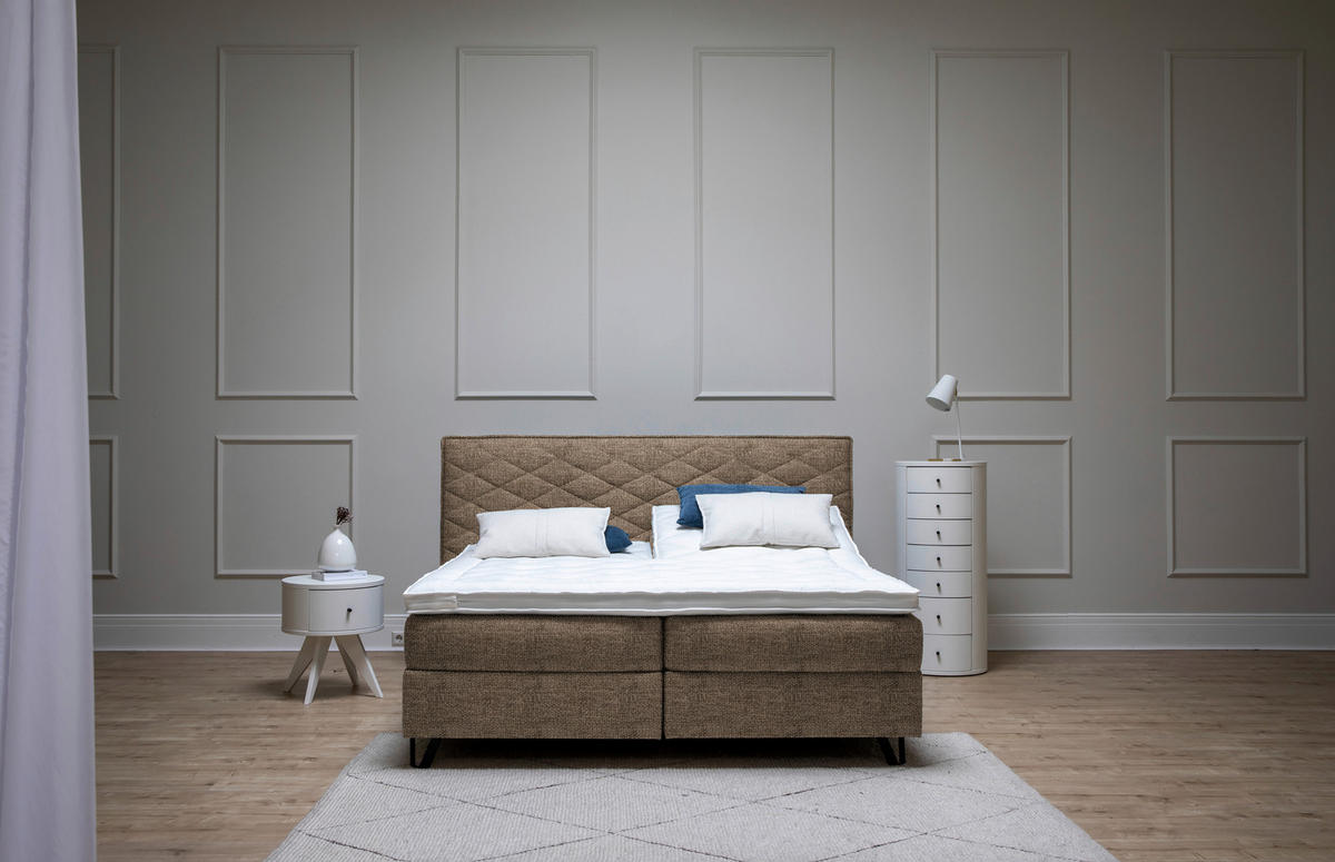 BOXSPRINGBETT 160/200 cm  in Braun  - Schwarz/Braun, KONVENTIONELL, Holz/Textil (160/200cm) - Sjöholm