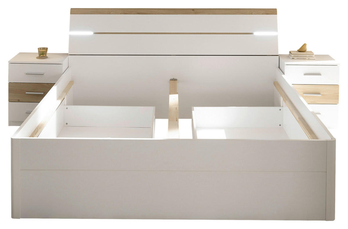 SPALNICA, bela, barve hrasta  - barve hrasta/bela, Moderno, leseni material - Hom`in