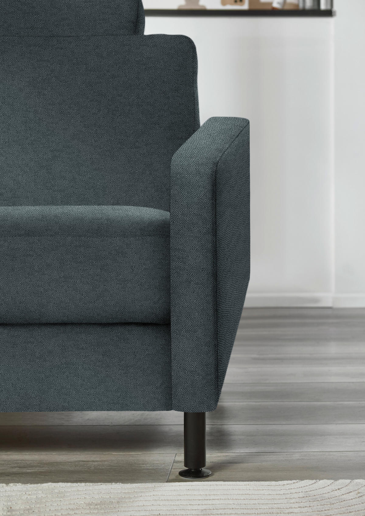 ECKSOFA  in Chenille, Flachgewebe Blau  175/316 cm  - Blau/Schwarz, Design, Textil/Metall (175/316cm) - Dieter Knoll