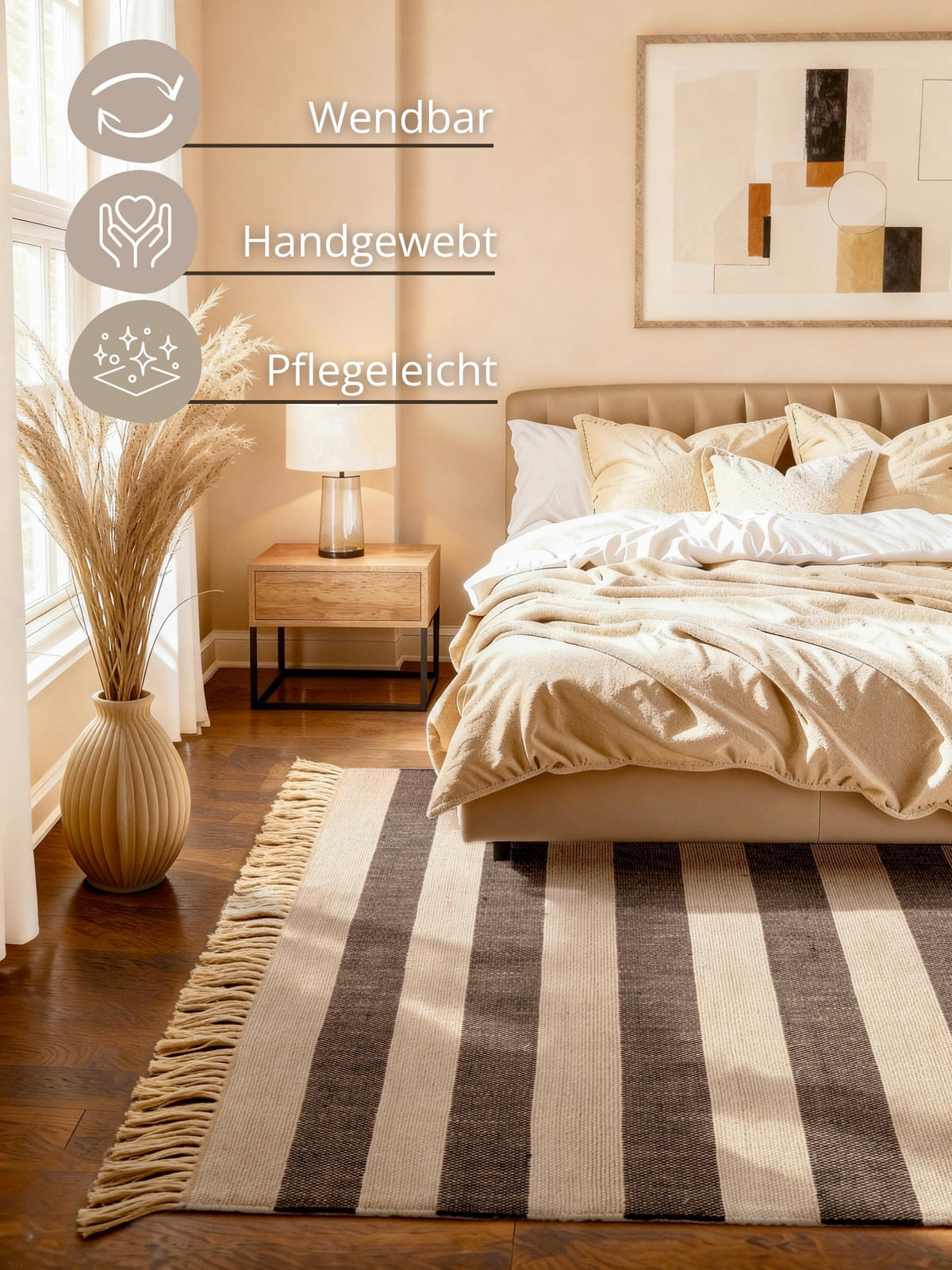 JUTETEPPICH 200/300 cm Handloom 1.0 Creme, Schwarz  - Creme/Schwarz, Basics, Textil (200/300cm) - Hanse Home