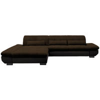 ECKSOFA in Mikrofaser Braun  - Schwarz/Braun, Design, Textil/Metall (204/341cm) - Xora